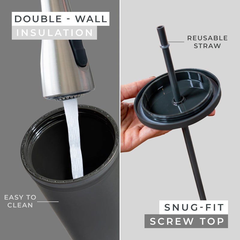 STRATA CUPS Classsic Black Tumblers with Lids (12 pack) - 16oz Colored Acrylic Cups with Lids and Straws | Double Wall Matte Plastic Bulk Tumblers With FREE Straw Cleaner! Customizable DIY Gifts - Image 2